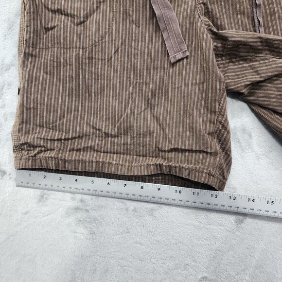 Jeanstar Shorts Womens 12 Brown Striped Tie Waist Roll Tab Hem Casual Preppy - Picture 10 of 11